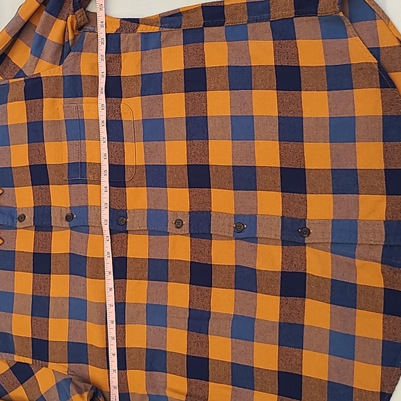 UNIQLO Orange, Royal Blue, Navy Plaid Flannel Shirt Size XL - Picture 5 of 6